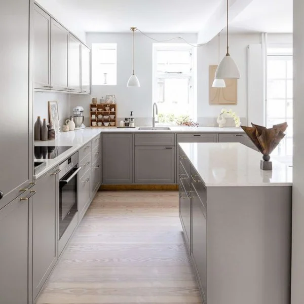Kinne Andersen's Kitchen Classic kitchen with grey cabinets
