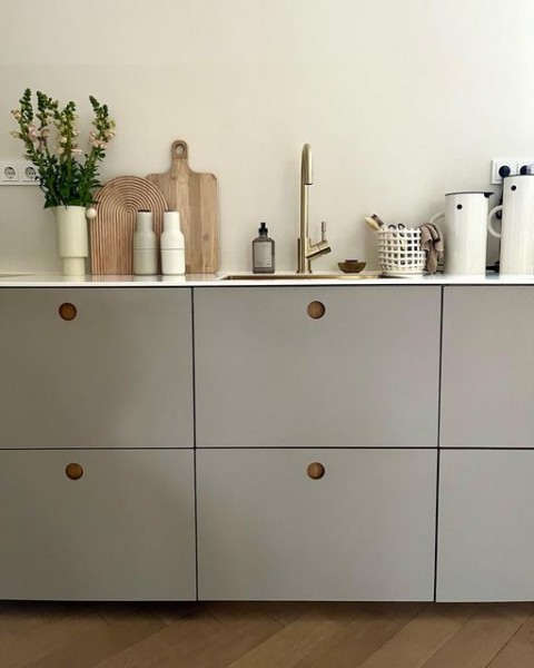 Judith Schenk kitchen with grey cabinets