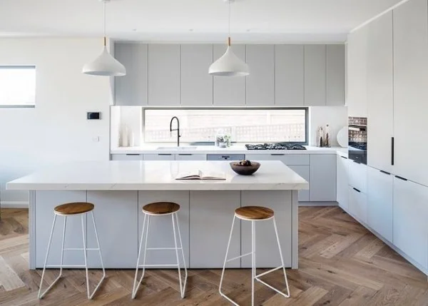 White Grey Super Matt Kitchen kitchen with grey cabinets