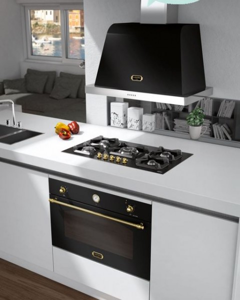 Dolcevita Kitchen by Lofra kitchen with black appliances