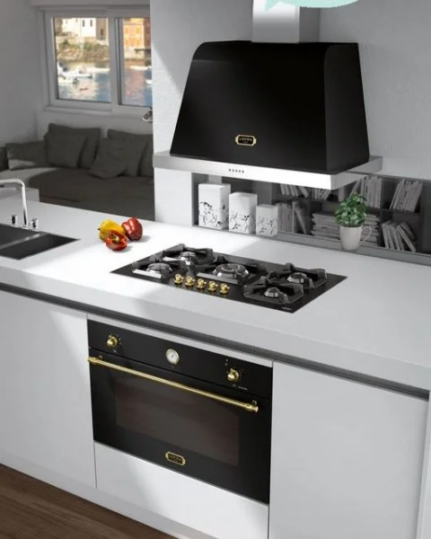 kitchen with black appliances
