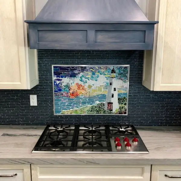 Artwork by Melanie kitchen with mosaic tiles