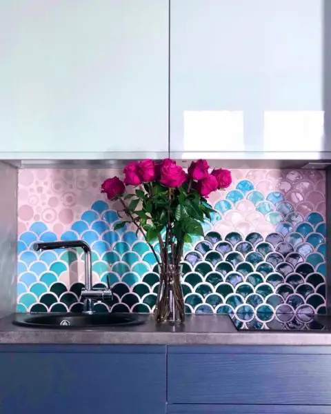 Art•Ceramic•Modern•Mosaic kitchen with mosaic tiles