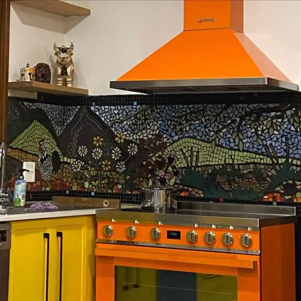 Old Mosaic, New Kitchen kitchen with mosaic tiles