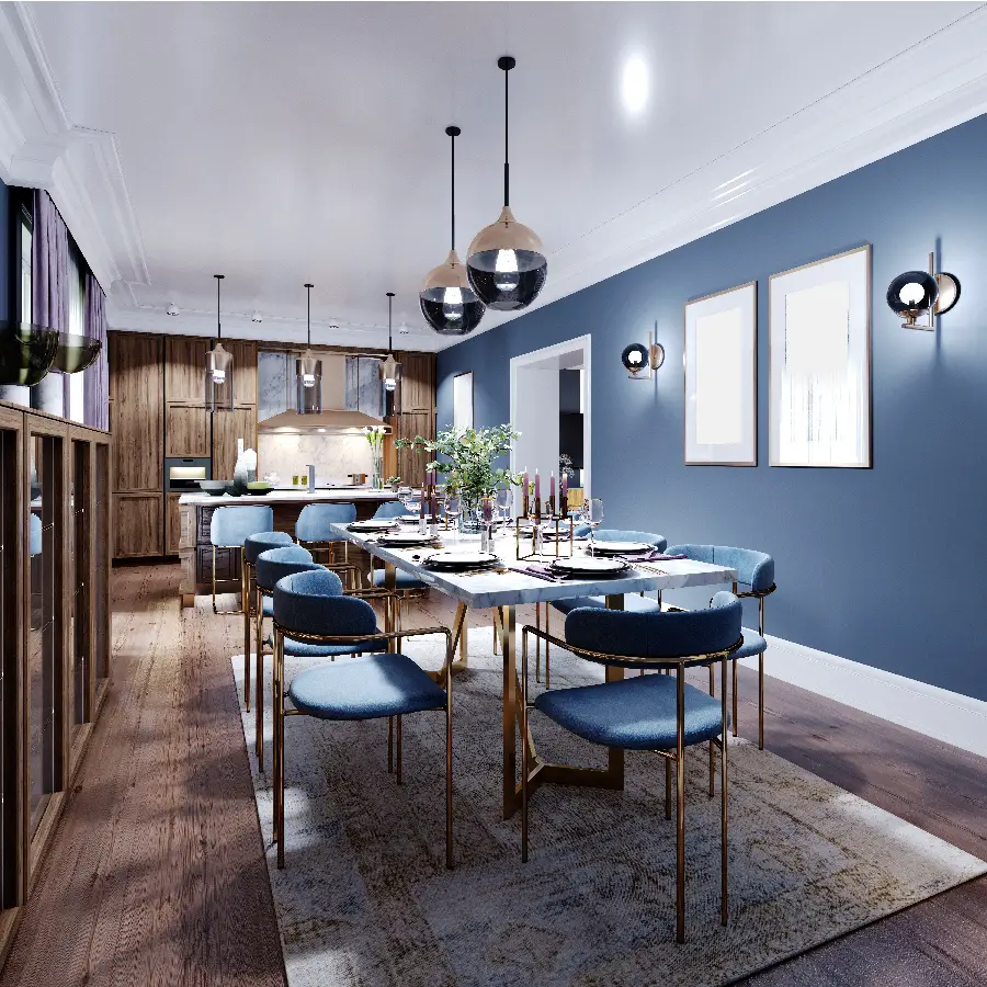 blue modern dining room