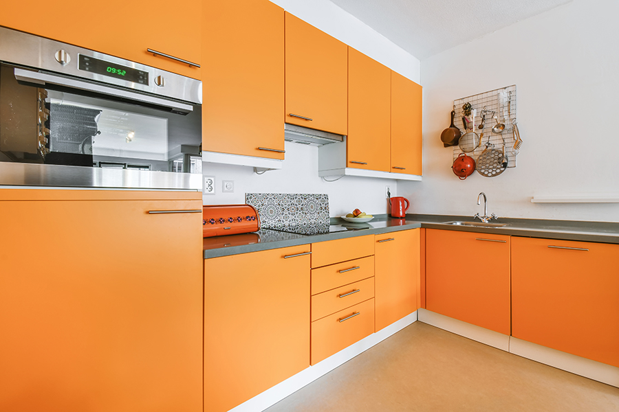 bright orange kitchen