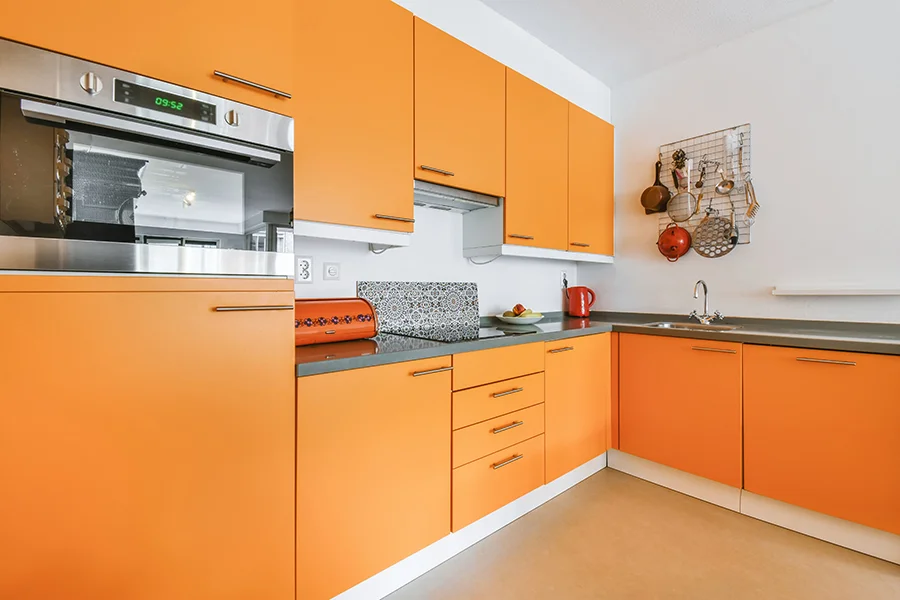 bright orange kitchen