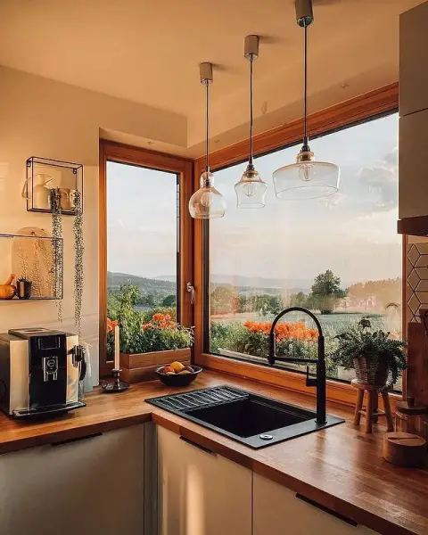 Stunning And Cozy Summer Kitchen Corner With A View corner kitchen