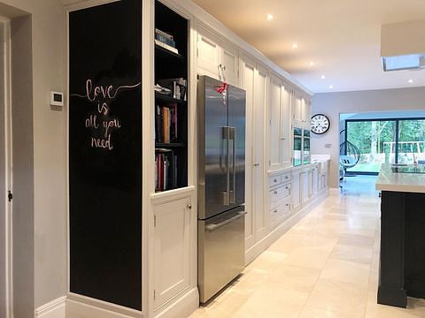 Chic Bespoke Kitchen With Inspiring Chalkboard Design And Ample Pantry Storage – A Family Home Makeover kitchen chalkboard