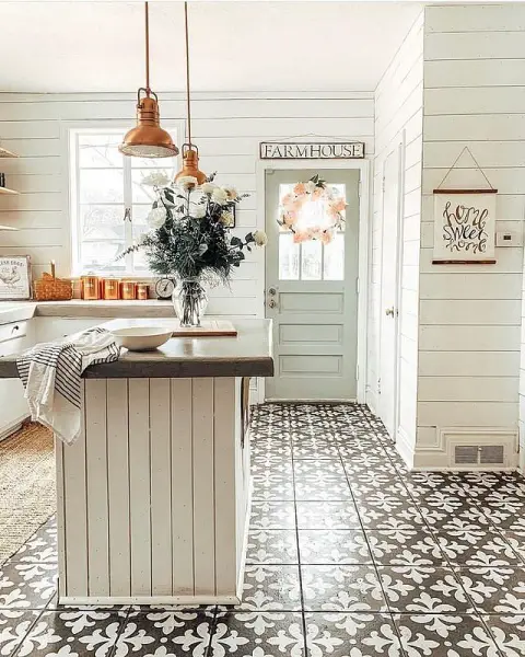 Rustic-Chic Kitchen Paradise Featuring Wooden Kitchen Door With Vintage Aesthetic kitchen door