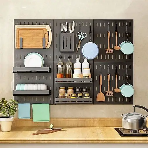 Pristine And Practical: A Pegboard Kitchen Organizing Solution kitchen pegboard