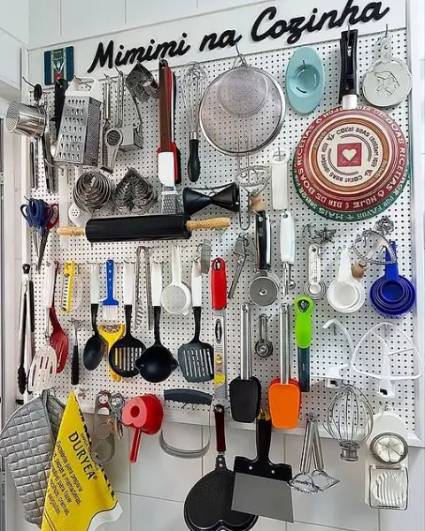 Efficient And Accessible: A Well-Designed Pegboard Kitchen Decor kitchen pegboard