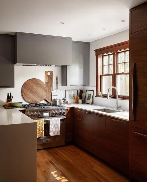 Elegant And Spacious Walnut U-Shaped Kitchen Remodel In Newton MA u-shape kitchen