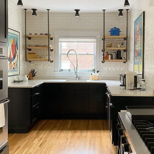 Intricate-ceilinged U-shaped Kitchen With Elegant Lighting u-shape kitchen