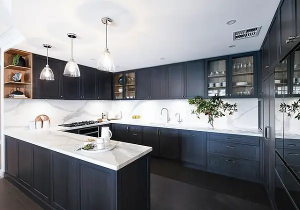 Brilliantly-Designed Space-Saving U-Shaped Kitchen With Custom Cabinetry u-shape kitchen