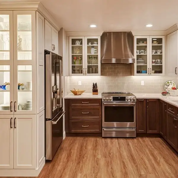 Sleek And Stunning U-Shape Kitchen Remodel With Two-Tone Omega Cabinetry u-shape kitchen