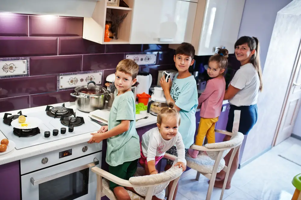 kitchen with children