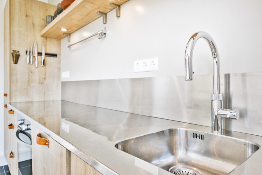 steel sink and countertop