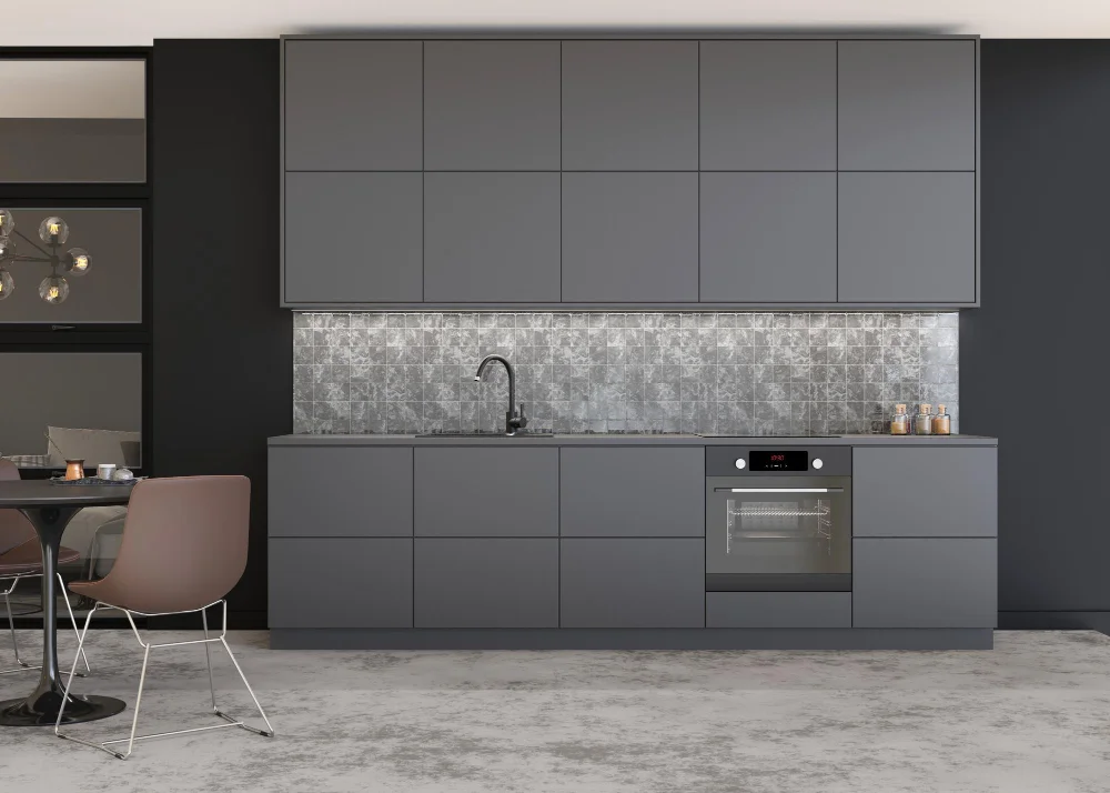 Grey Kitchen black walls