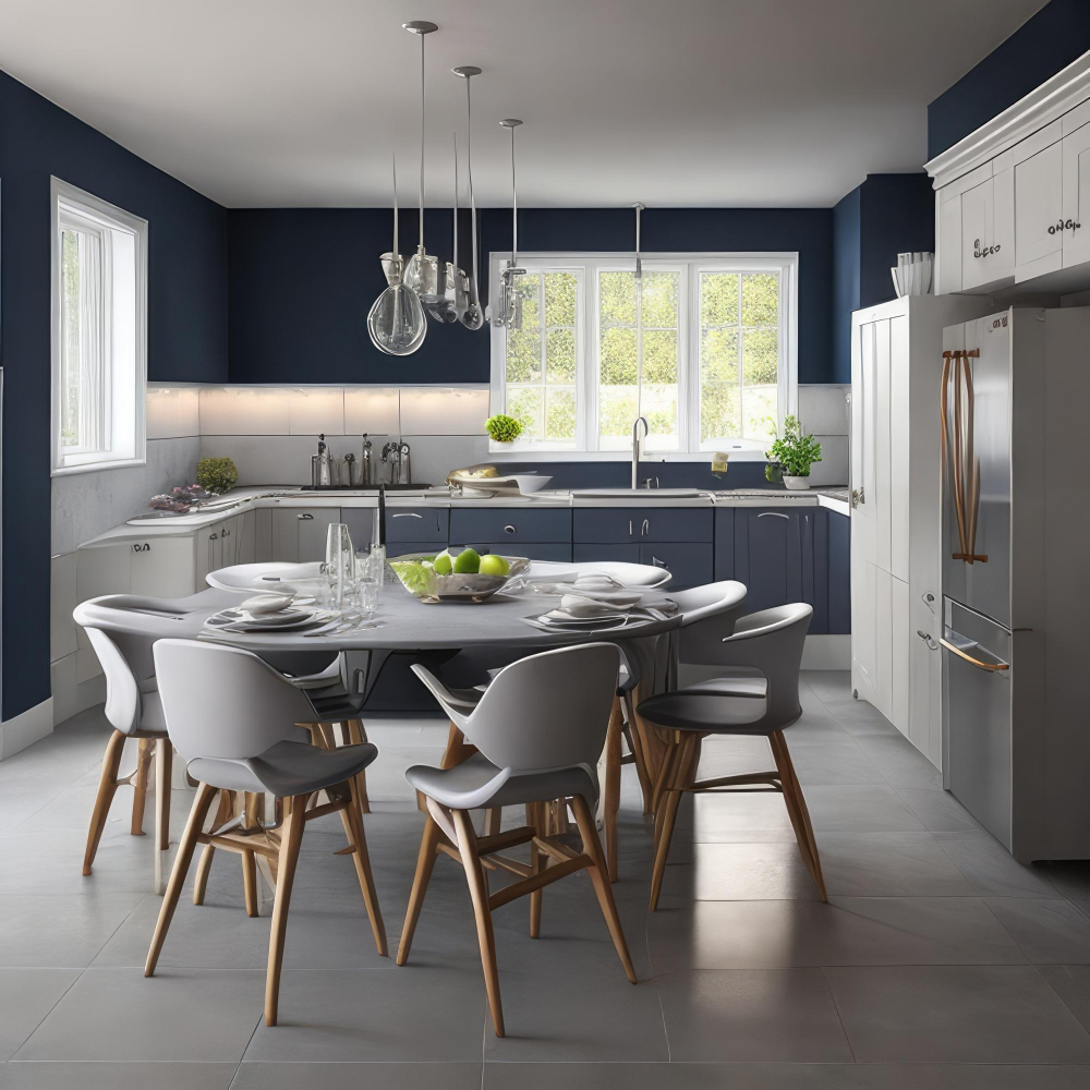 Grey Kitchens With Blue