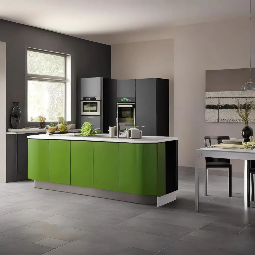 Grey and Green kitchen