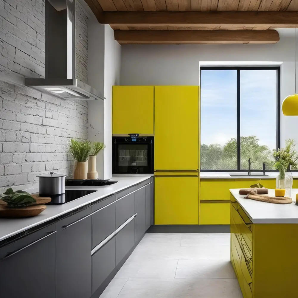 Grey and Yellow kitchen