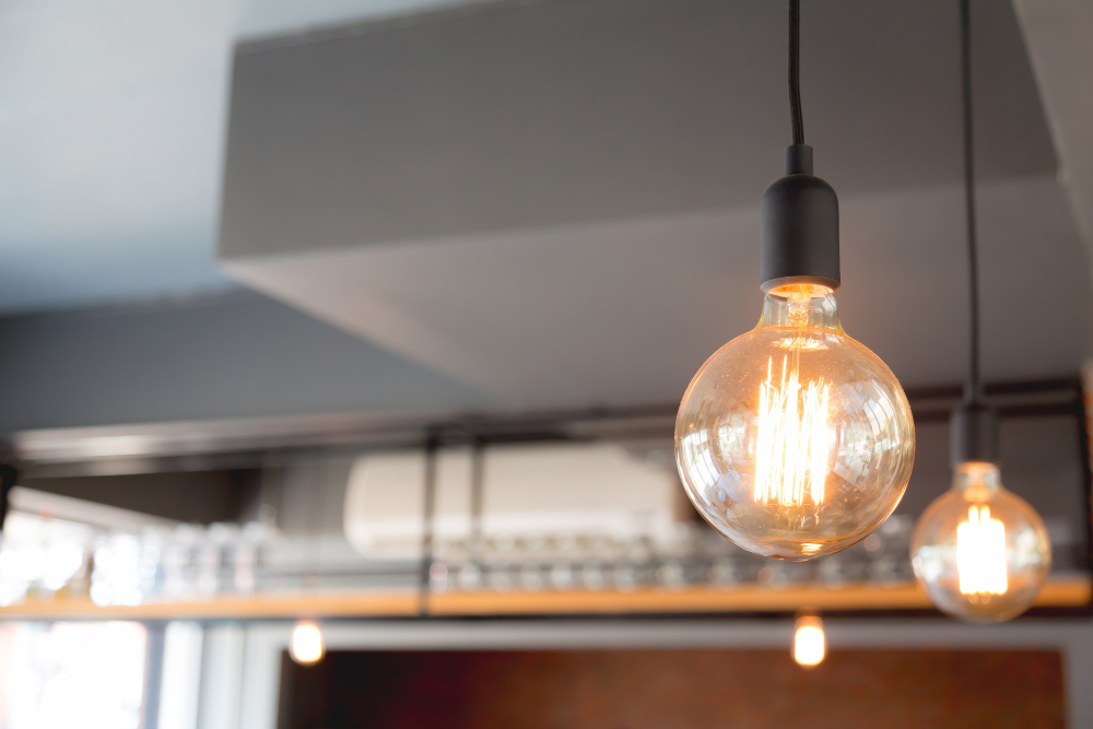 Incandescent bulb in kitchen