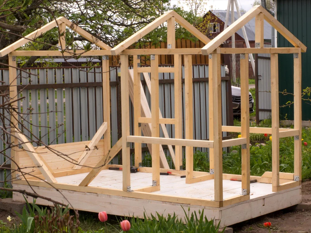 frame in construction patio