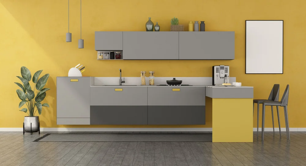 grey and pastels kitchen