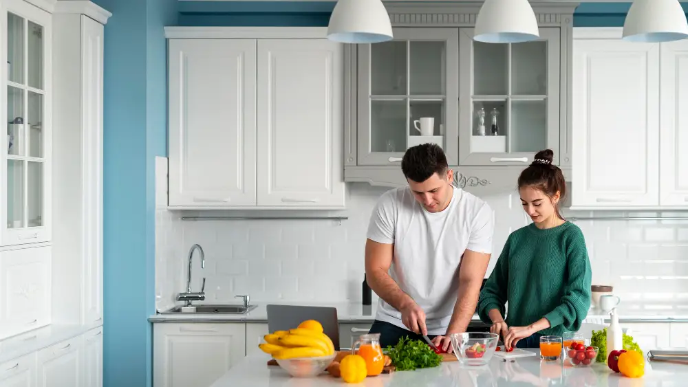 kitchen lighting with person cooking