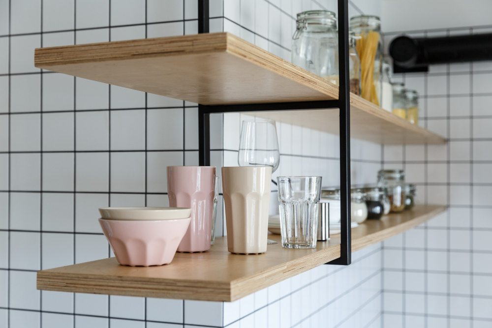 kitchen vertical shelves