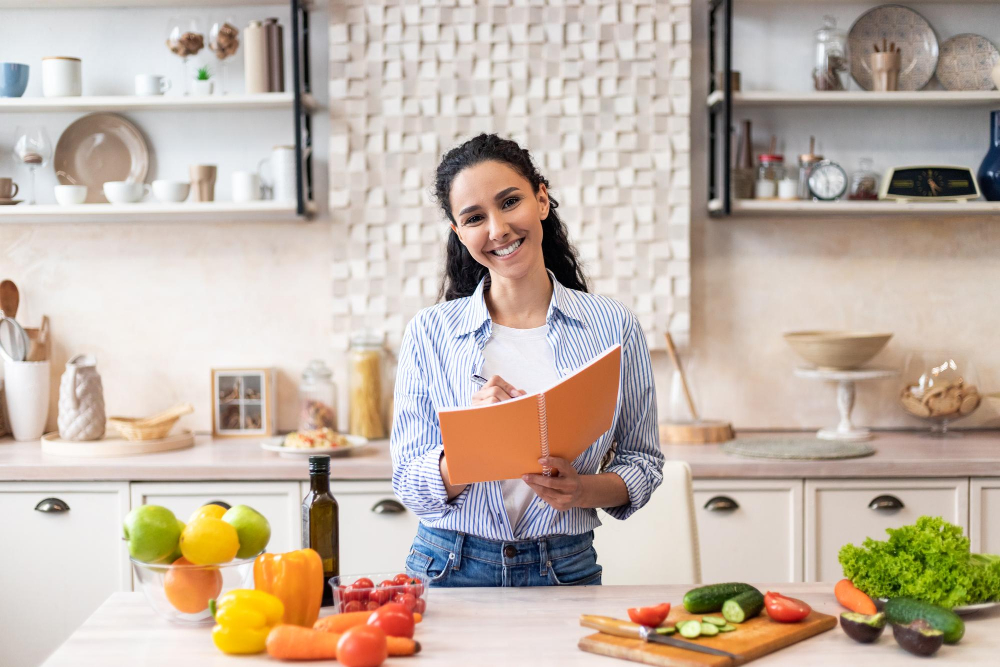 lady thinking in kitchen