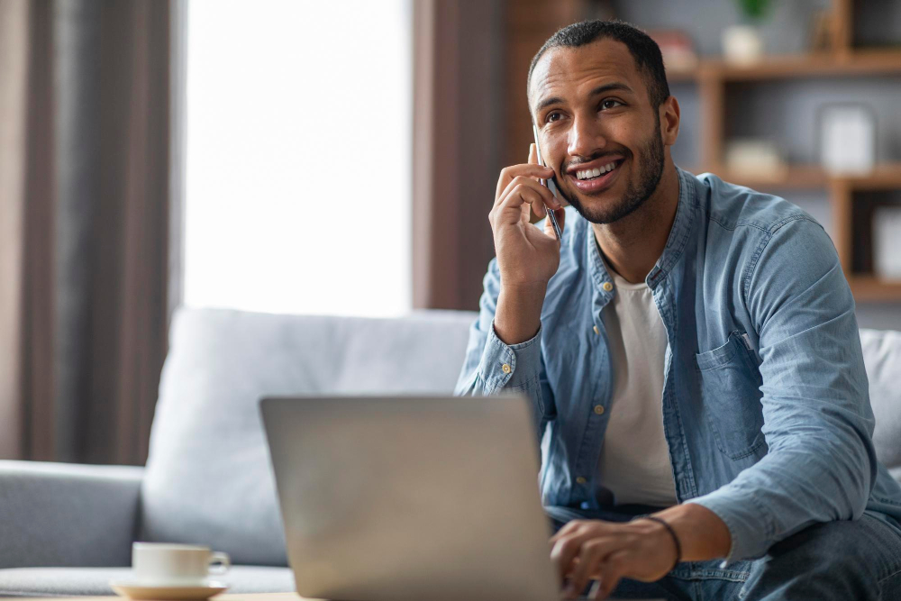 man talking on phone