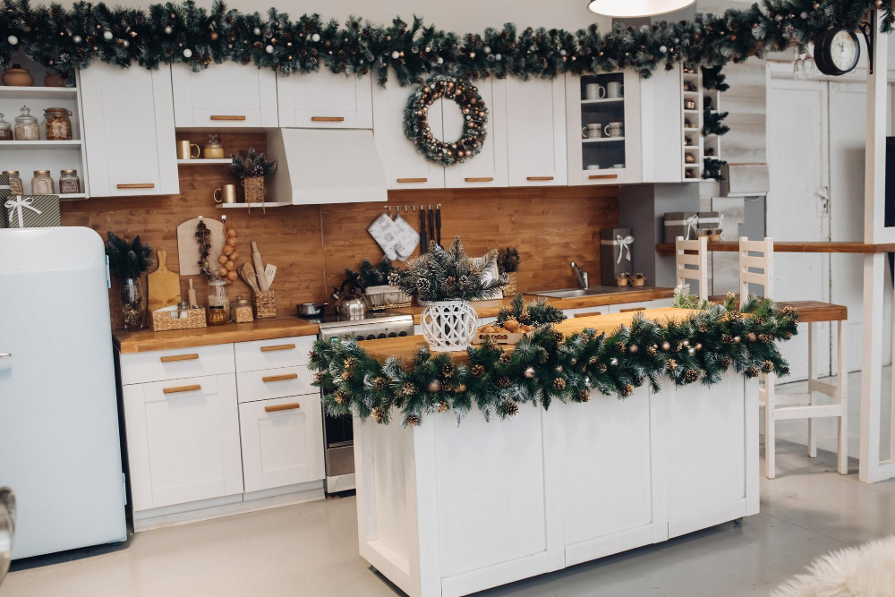 wreath in kitchen