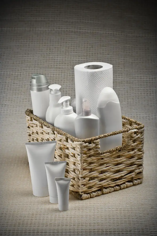 basket with paper towel