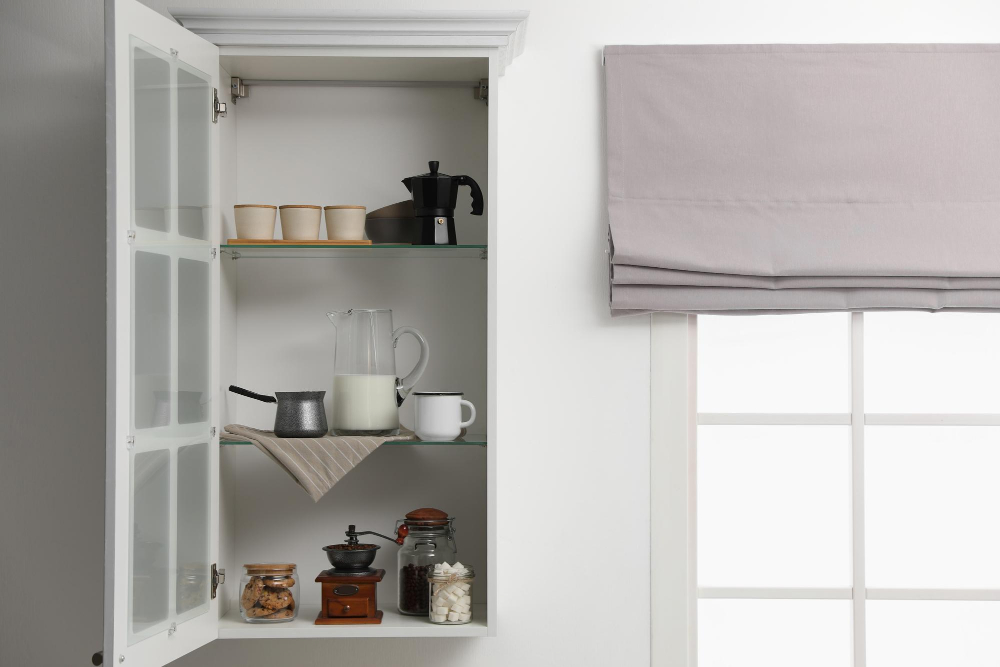 kitchen shelf hinged