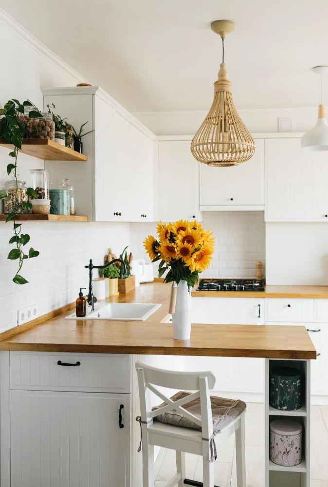 kitchen with flower decor