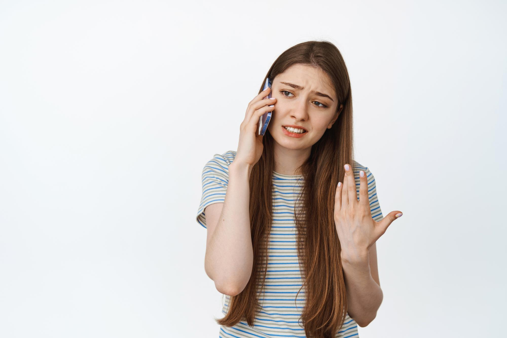 lady making a call urgent