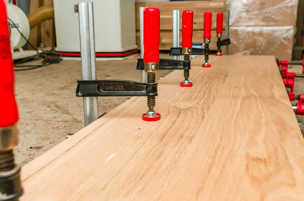 workbench with clamps