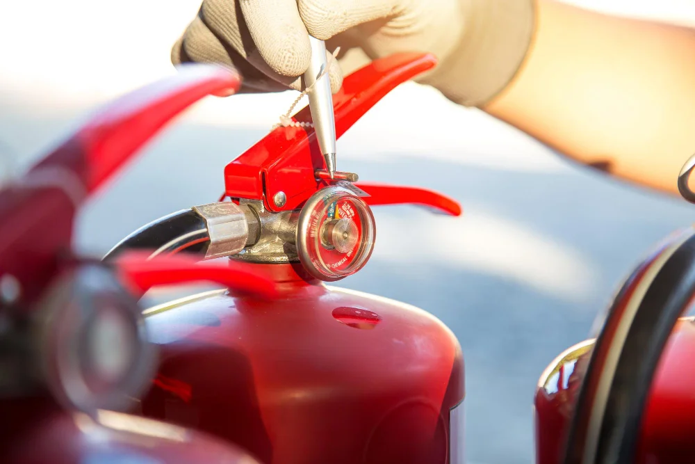 Checking Fire Extinguisher Gauge