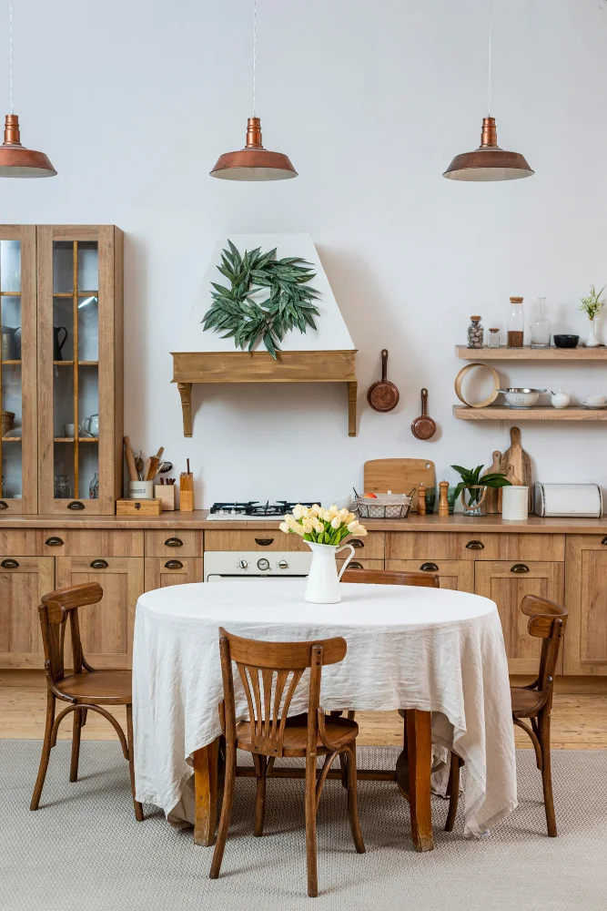 Mix Wood Tones in Oak Kitchen Cabinets