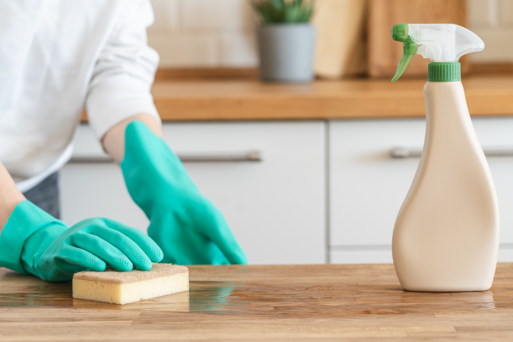 sponge and mild soap chalk paint kitchen table cleaning