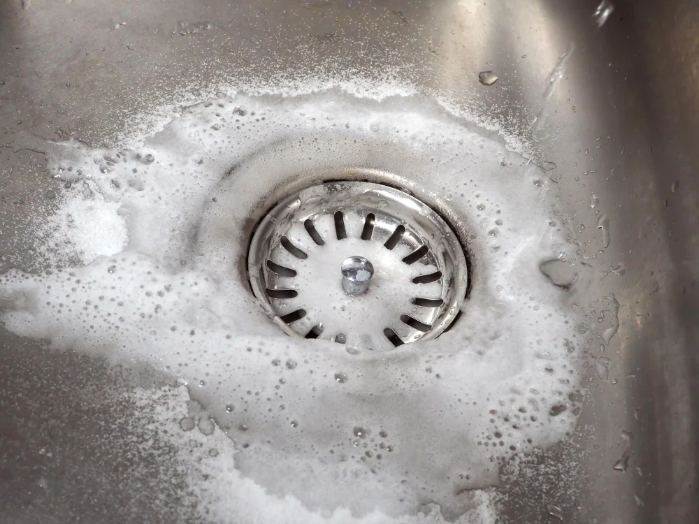 Baking Soda and Vinegar Kitchen Sink Cleaning Tarnished