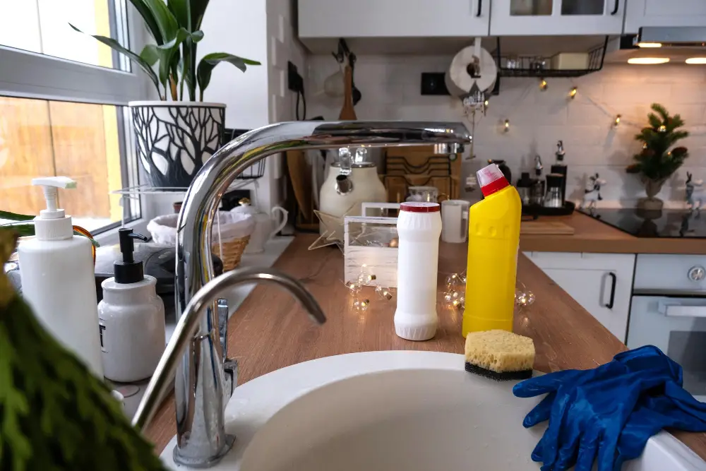Deep-Cleaning Porcelain Kitchen Sink Powder Sponge