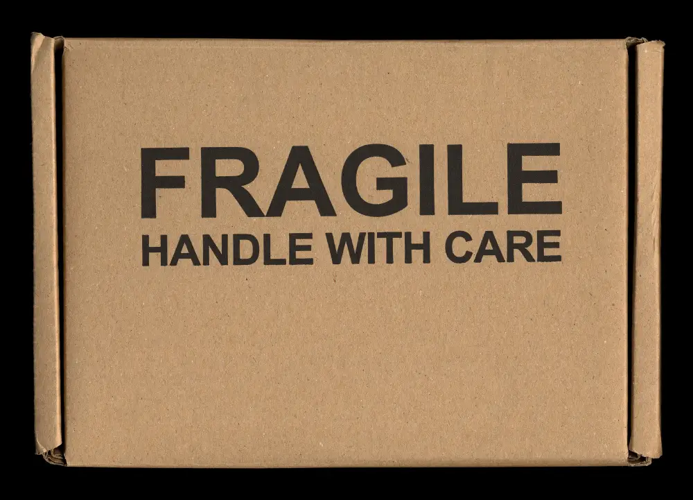 Fragile handle with care label tag box
