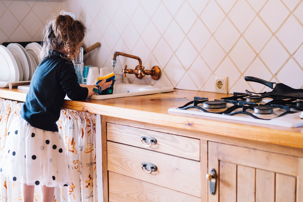 skirts across front of kitchen sink