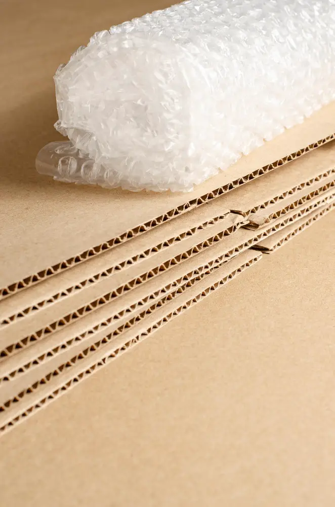 Packing Knife Blocks Bubble Wrap and Cardboard