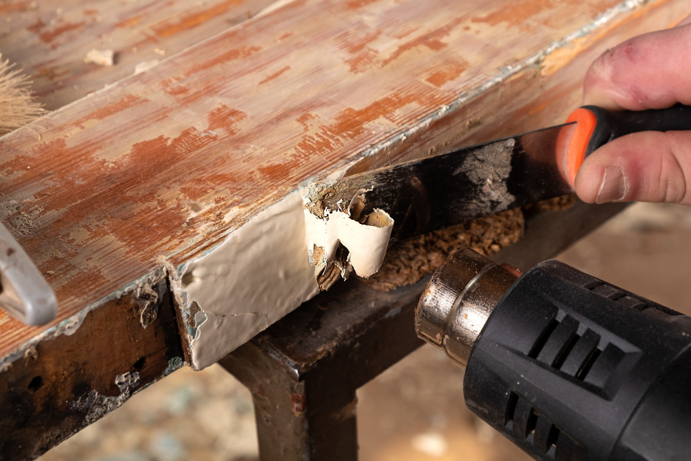 Removing the Damaged Wrap Kitchen Door Heat Gun