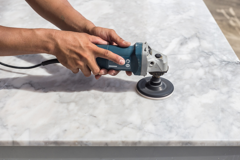 Sanding marble granite kitchen countertop table orbital sander 