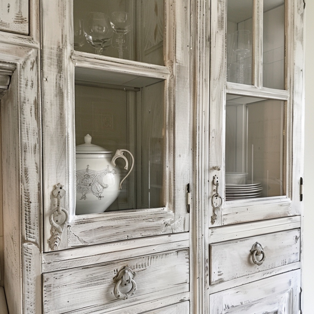 whitewash painted cabinet